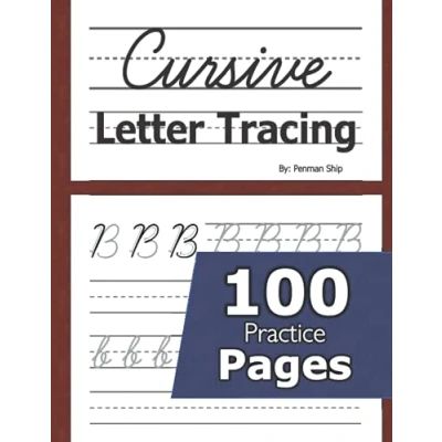 Abbildung von Cursive Letter Tracing: 100 Practice Pages Letters and Words Beginning Writing For Children Kids Handwriting Workbook Learning