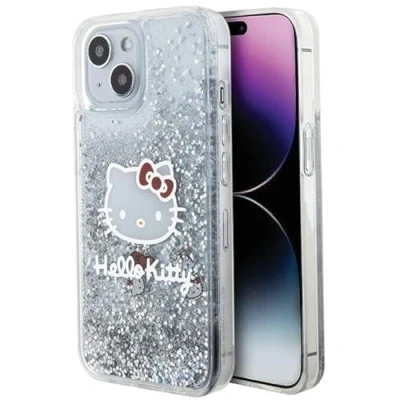 Abbildung von CG MOBILE Hello Kitty HKHCP14SLIKHET Hülle für iPhone 14 6.1&quot; Silber hardcase Liquid Glitter Charms Head