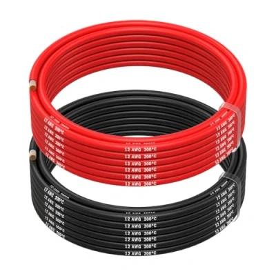 Abbildung von MMOBIEL 12 AWG Silikon Elektronik Kabel Gauge (3,31mm²) Verzinnte Kupferkabel 2 Separate Rot &amp; Schwarz Jede 5m / 16.4ft für RC, Drohnen, 3D Drucker, Batterien, Sprecherkabel, Led Strips