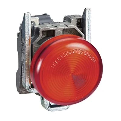 Abbildung von Schneider Electric Harmony XB4 Pilot Blinkerleuchte, Metall, einfache Linse, BA9 Glühbirnensockel, industrielle Steuerung, 250 V AC/DC, XB4BV64, Rot