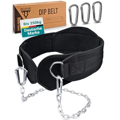 Abbildung von Pullup &amp; Dip Gürtel mit Kette, 3 Karabinern und einzigartigen Klappen