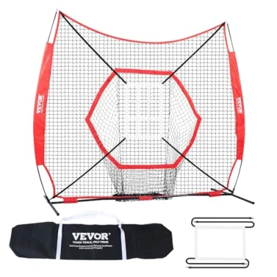 Abbildung von VEVOR 213 x 158 211 cm Baseball Softball Übungsnetz, Pitching Net, Schlagen, Fangen, Pitchen, Backstop Trainingshilfen für Baseballausrüstung mit Bogenrahmen, Tragetasche &amp; Schlagzone