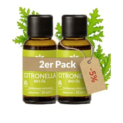 Abbildung von Heldengrün® BIO Citronellaöl [100% NATURREIN] Echtes Citronella Öl Zitronig, erfrischend &amp; frisch Oil Ätherisches 2 x 30 ml