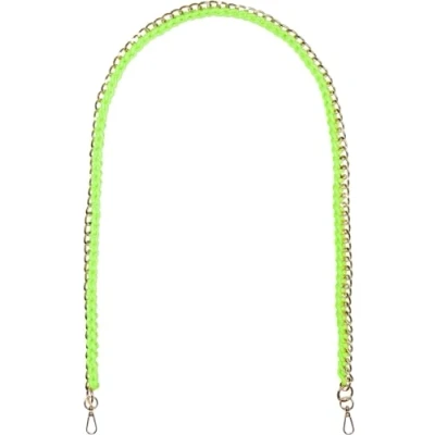Abbildung von styleBREAKER Taschen Schulterriemen mit eingeflochtener Kette, Wechsel Taschengurt, Handyband, Handykette, Karabiner 02013038, Farbe:Neongelb