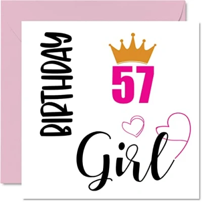Abbildung von Geburtstagskarte zum 57. Geburtstag für Frauen Geburtstagskarten 57 Jahre alte Frau, Oma, Stiefmutter, Tante, Schwester, 145 mm x