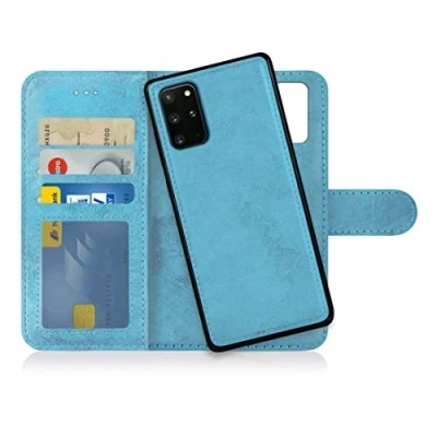 Abbildung von MyGadget Flip Case für Samsung Galaxy S20 Plus [ abnehmbare Magnet Hülle ] Handyhülle aus Kunstleder Klapphülle mit Kartenfach Schutzhülle in Hellblau
