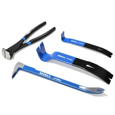 Abbildung von SHALL 4 teiliges Brechstangen Set, 30,48 cm Katzenpfoten Nagelauszieher, 25,4 und 19 Flache Krallen Brechstangen, 8 Zoll Endschneider, Nagelentfernungswerkzeug