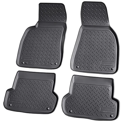 Abbildung von RECAMBO F 0040 Fußmattensatz Gummi vorne und hinten 4 schwarz Maßgefertigt AUDI: A4 B6 Limousine, B7 Avant, SEAT: Exeo ST