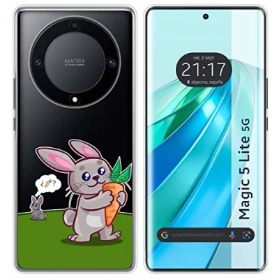 Abbildung von Schutzhülle aus Silikon, transparent, für Huawei Honor Magic 5 Lite 5G, Motiv Kaninchen