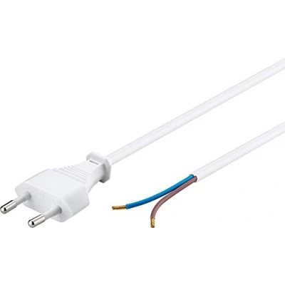 Abbildung von Goobay 51345 Netzkabel 2 polig Eurostecker &amp; offene Enden Stromkabel Kabel mit Stecker Euro CEE 7/16 Aderendhülsen Eurokabel Weiß 1,5m