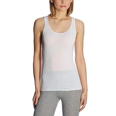 Abbildung von Schiesser Damen Trägertop Luxury Baumwolle Unterhemd, Weiss_200763, 44 EU
