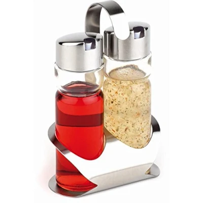 Abbildung von APS 40476 Menage &quot;PRO&quot;, 12 x 8 cm, Höhe 19 Set bestehend aus: Essig und Öl Flasche, Ständer aus Edelstahl