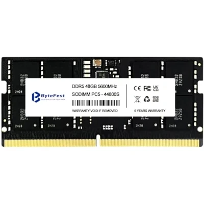 Abbildung von ByteFest DDR5 RAM 48GB 5600MHz PC5 44800 CL46 1.1V SODIMM On Die ECC 262 Pin Laptop/Notizbuch Arbeitsspeicher Speichermodul