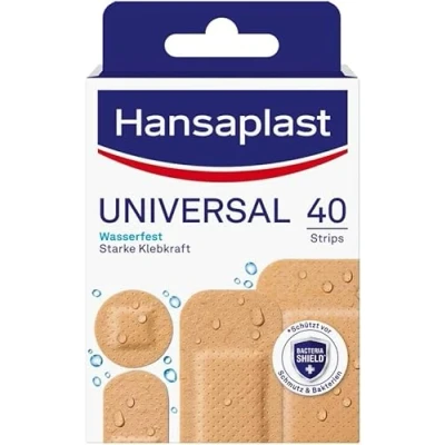 Abbildung von Hansaplast Wundpflaster Universal wasserfest 40 Strips (40 St., in 4 Größen), Besonders hautfreundliche, hypoallergene