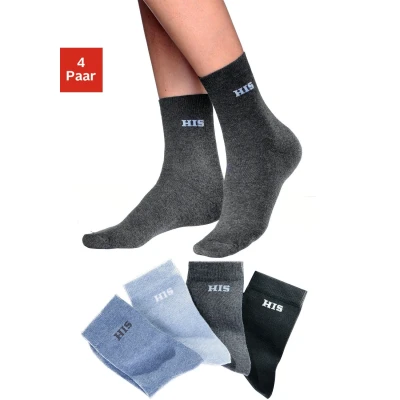 Abbildung von H.I.S Basicsocken, (Packung, 4 Paar), mit eingestricktem Markenlogo
