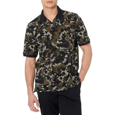 Abbildung von Amazon Essentials Herren Polohemd mit normaler Passform aus Baumwollpiqué (erhältlich in Big &amp; Tall), Olivgrün Tarnmuster, L