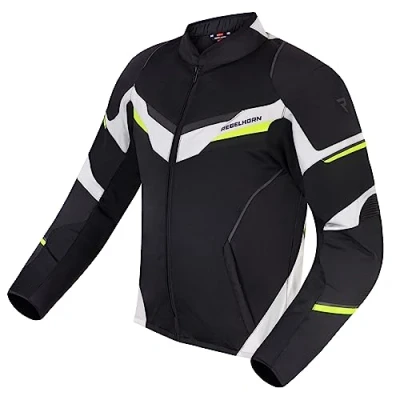 Abbildung von REBELHORN Flux Motorradjacke Herren Abnehmbare L XTR Membran Ellenbogen und Schulterprotektoren Stufe 2 Mesh Belüftung Einsätze Reflektierende Elemente