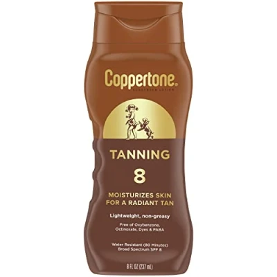 Abbildung von Coppertone Tanning Defend &amp; Glow Sonnenschutzmittel mit Vitamin E Lotion LSF 8, 22 ml
