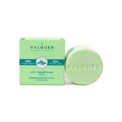 Abbildung von Valquer Laboratorios 2 in 1 solid shampoo repairer (shampoo and conditioner) 95% natural ingredients Damaged hair Vegan Protects repairs 70 Gr