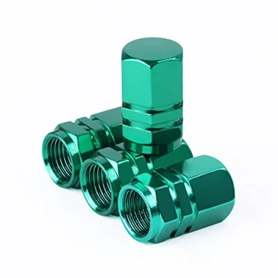 Abbildung von RAILONCH Auto Reifen Ventilkappen Aluminiumlegierung Universal Rad Staubschutzkappen für Staubdicht Kappe Radschaft Luft Ventilkappe, 4Stück (Hexagon Grün)