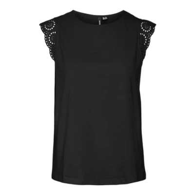 Abbildung von Vero Moda Vmemily Gathering Tshirt print, Damen, Größe: Medium, Black