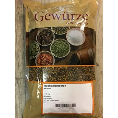 Abbildung von Wacholderbeeren geschrotet, gebrochen 1 Kg Beutel 1A Spitzenqualität