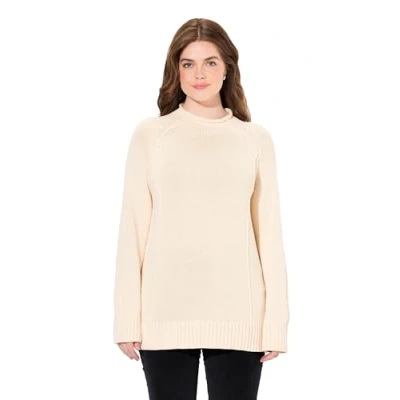 Abbildung von Ulla Popken Inverted SEAM LONG Sleeve Strickpullover, Damen, Größe: 54/56, Pearl white
