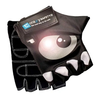 Abbildung von Schwarze Fahrradhandschuhe Crazy Safety Reflektierende Augen Größe S