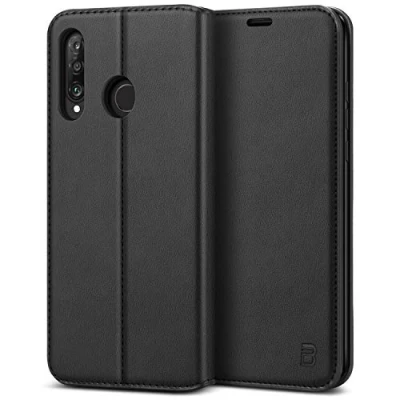 Abbildung von BEZ Handyhülle für Huawei P30 Lite Hülle, Premium Tasche Case Kompatibel Lite, Schutzhüllen aus Klappetui mit Kreditkartenhaltern, Ständer, Magnetverschluss, Schwarz