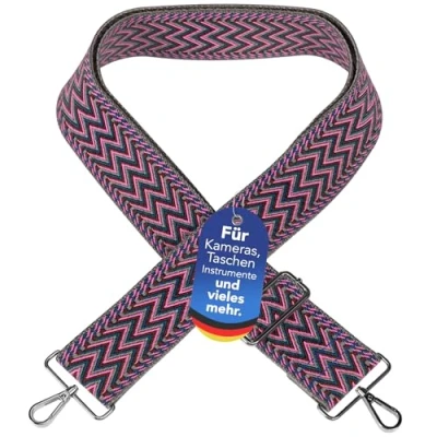 Abbildung von EAZY CASE Schulterriemen Schultergurte für Taschen gemustert Buntes Taschenband Universal Unicorn Style Festival Accessoire Lila