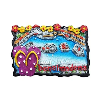 Abbildung von 3D Benalmadena Spanien Kühlschrank Kühlschrankmagnet Tourist Souvenirs Handmade Harz Handwerk Magnetische Aufkleber Küche Dekoration Reise Geschenk