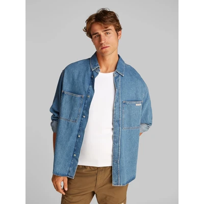 Abbildung von Calvin Klein Jeans Relaxed Shirt Hemd, Herren, Größe: XL, Denim medium