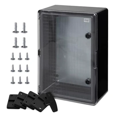 Abbildung von BOXEXPERT ABS Kunststoff Gehäuse, IP65, Wandschrank, Industriegehäuse, Leergehäuse, 500x350x190mm, schwarz, transparent, Montageplatte, Verriegelung, Gehäuse der Serie Fleet
