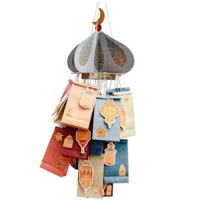 Abbildung von Papierdrachen Mobile Kalender zum Ramadan Moschee selbst Basteln Geschenk Dekoration Laternen Halbmond Sterne Set 02