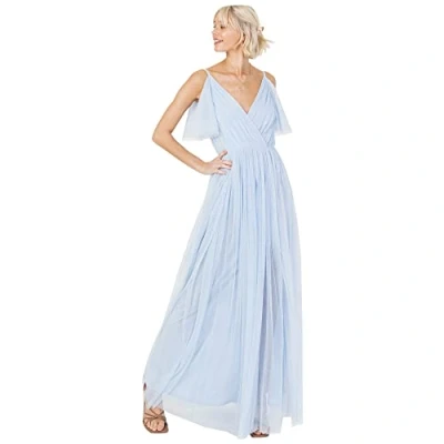 Abbildung von Anaya with Love Damen Ladies Women Dress Maxi Short Sleeve Cami V Neckline Long Length Empire Waist Bridesmaid Wedding Guest Prom Kleid, Light Blue, 40 EU (Herstellergröße: 12)