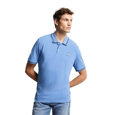 Abbildung von bugatti MIT Kontraststreifen Poloshirt, Herren, Größe: Small, Hellblau