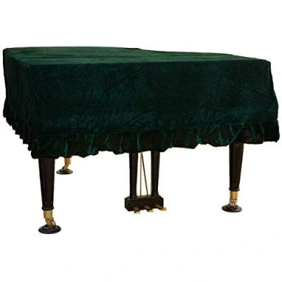 Abbildung von Pevfeciy Klavier Abdeckung Grand Piano Abdeckung,Colorfast Staubdicht Dekoriert Cover, Mit Gefalteter Saum Bequeme Weiche Verdicken Staubschutz Für Flügel Klavier,Dunkelgrün,190 200cm