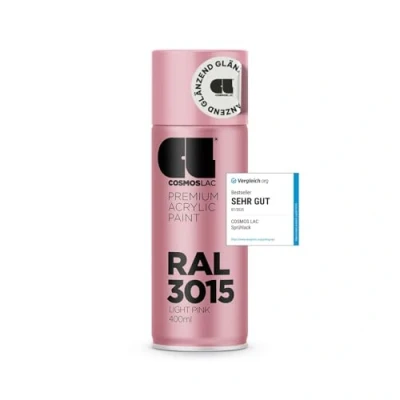 Abbildung von COSMOS LAC Sprühlack rosa, glänzend Spraydosen Sprühfarbe DIY Lack Acryllack Spray Farbspray Sprühdose Lackspray Farbe für Kunststoff, Metall, UVM. (RAL 3015 Hellrosa)