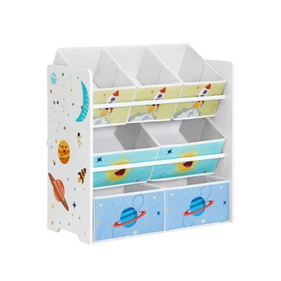 Abbildung von SONGMICS Spielzeugtruhe Kinderregal Bücherregal Kinder, mit 7 Aufbewahrungsboxen aus Vliesstoff, Kinderzimmer Regal