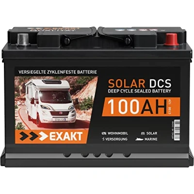 Abbildung von Solarbatterie 100Ah 12V EXAKT DCS Wohnmobil Versorgung Boot Solar Batterie Größenwahl (100AH 12V)