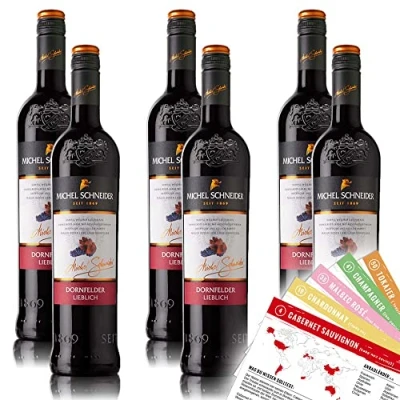 Abbildung von Michel Schneider Dornfelder QbA, lieblich, sortenreines Weinpaket + VINOX Winecards (6x0,75l)