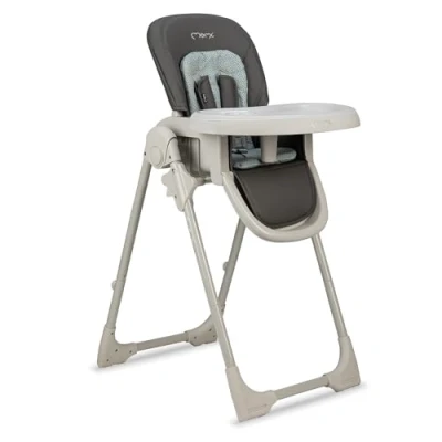 Abbildung von MoMi GOJO Kinderhochstuhl für Babys und Kinder von 6 bis 36 Monaten (max. 15 kg Körpergewicht), klappbar, 5 Punkt Sicherheitsgurt, mit Tablett Rollen.