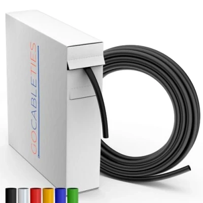 Abbildung von Gocableties Hochwertige Schrumpfschlauch Schwarz 3,2 mm x 11 m Schrumpfverhältnis 2:1 wasserdichter schrumpfschläuche zur Kabelisolierung, Markierung, Kabelbündelung und für Reparaturen