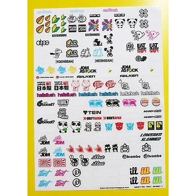 Abbildung von RC 18th maßstab DRIFT Sticker Aufkleber DRIFTENDE JDM GROßES DURCHSICHTIG VINYL VORGESCHNITTEN SET