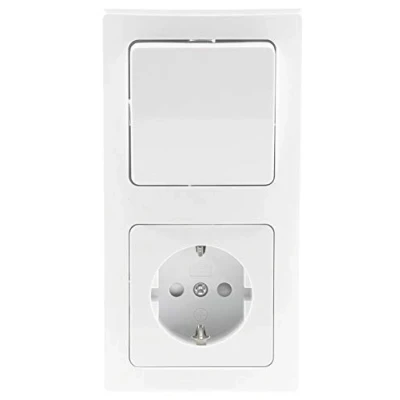 Abbildung von ChiliTec Schalter DELPHI Set Steckd+WS+Rahmen 250V / 16A, Klemmanschluss, weiß