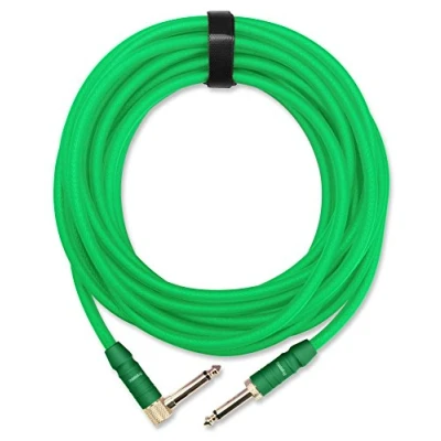 Abbildung von Pronomic Trendline INST A 6NG Klinkenkabel 6m (Professionelles Gitarren /Instrumentenkabel, 6,3mm Klinke, 24 Karat vergoldet, flexibler und robuster Außenmantel, inkl. Kabelklette) grün