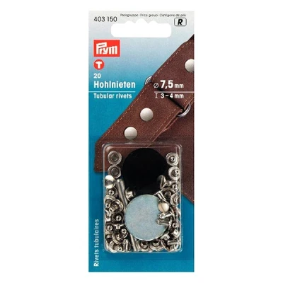 Abbildung von Prym 403150 Hohlnieten silberfarbig, 3 4 mm, 20 Stück