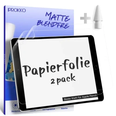 Abbildung von 2 Stück Like Paper Folie Kompatibel mit iPad 9 /8 /7 Generation( 10,2 Zoll, 2021, 2020, 2019), Matte Schutzfolie Papierfolie Displayschutz Papier Film Blendfreiem Screen Protector for Zeichnen