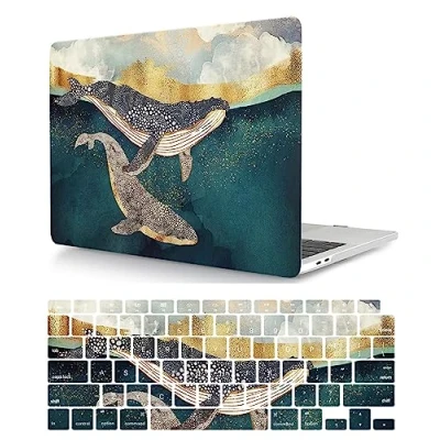 Abbildung von Hülle Kompatibel mit Neues MacBook Air 13 Zoll 2020 2019 2018 Freisetzung A1932 A2179 A2337 M1 Retina Display and Touch ID, Plastik Hartschale Snap Case &amp; Tastaturabdeckung, Delfine
