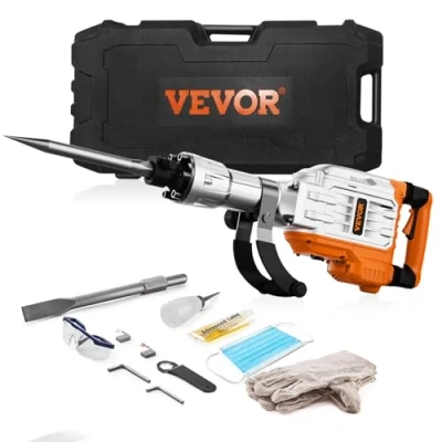 Abbildung von VEVOR Hochleistungs Betonbrecher Abbruchhammer 3500 W, 60 J Schlagkraft Elektroabbruchhammer, Bohrhammer Betonhammer Stemmhammer 1900 BPM, inkl. Spitzmeißel, Flachmeißel, für Schiefer, Beton usw.